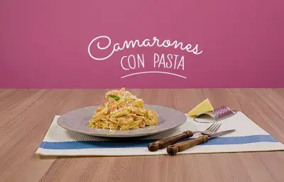 Camarones con pasta