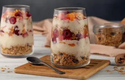 Parfait de frutas sin lactosa