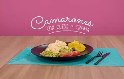 Camarones con queso y crema