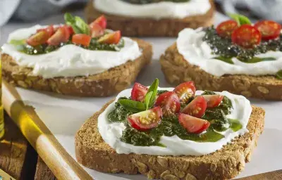 Bruschettas de pan integral y pesto de pistachos