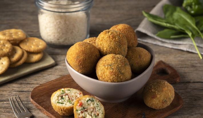 Croquetas de arroz y tocino