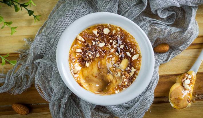 Creme broulee de almendras y chocolate