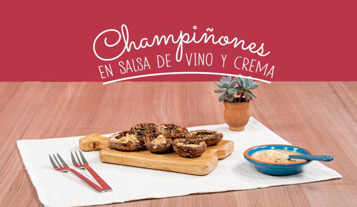 CHAMPIÑONES EN SALSA DE VINO Y CREMA