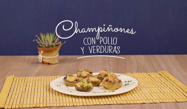 Champiñones con pollo y verduras