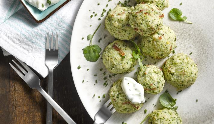 Albóndiga de Papas y Avena con Brocoli y Jamón