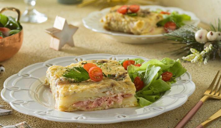 Torta de papa y champiñones